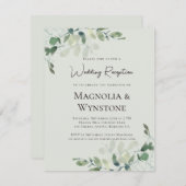ユーカリとサググリーンのウェディングレセプション 招待状 (正面/裏面)