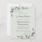 ユーカリとサググリーンのロマンチックな結婚式の披露宴 招待状 (正面)