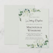 ユーカリとサググリーンのロマンチックな結婚式の披露宴 招待状 (正面/裏面)
