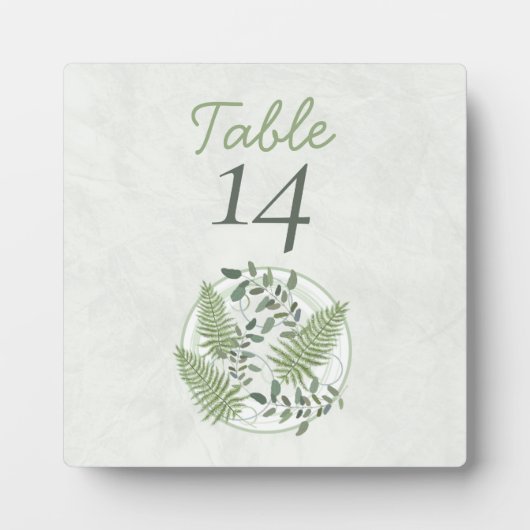 ユーカリとシダ立ちテーブル番号 フォトプラーク (正面)