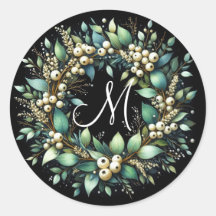 ユーカリとスノーベリーリース水彩