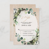 ユーカリとセージのグリーン モダン幾何学 ウェディング 出欠カード (正面/裏面)