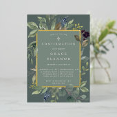 ユーカリとセージの確認 箔招待状 (立ち正面)