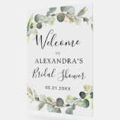 ユーカリとセージグリーンの花のブライダルシャワー アクリルサイン (傾斜)