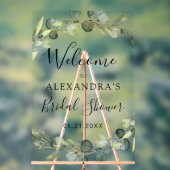 ユーカリとセージグリーンの花のブライダルシャワー アクリルサイン (ニュートラル)