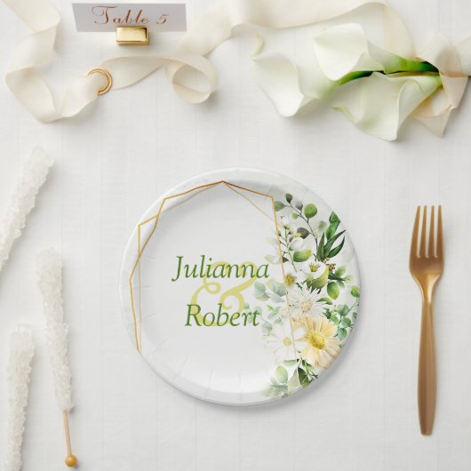 ユーカリとデイジーの紙皿 ペーパープレート (ウェディング)
