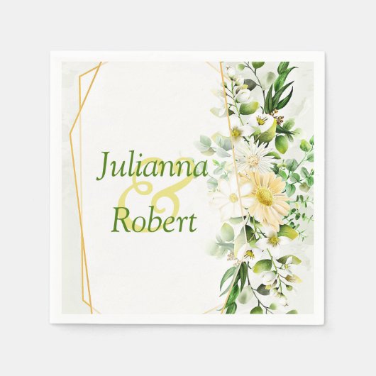 ユーカリとデイジーナプキン スタンダードカクテルナプキン (正面)
