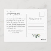 ユーカリとバラのウェディング フォト サンクスカード ポストカード (裏面)