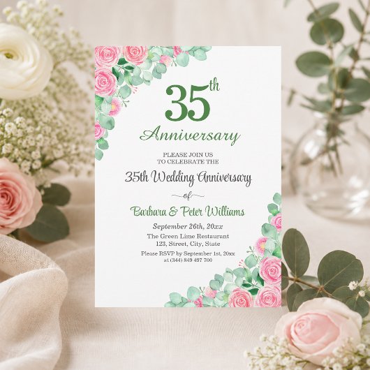 ユーカリとバラの35回目結婚記念日 招待状