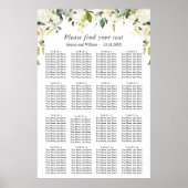 ユーカリとバラ16テーブル結婚のシーティングチャート ポスター (正面)