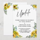 ユーカリとヒマワリの延期結婚式案内カード 招待状 (正面/裏面)