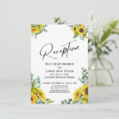 ユーカリとヒマワリの手書きレセプションカード 招待状 (スタンド正面)