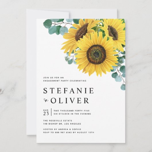 ユーカリとヒマワリ婚約パーティ 招待状 (正面)