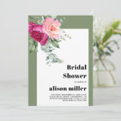 ユーカリとピンクのバラのブライダルシャワー 招待状 (スタンド正面)