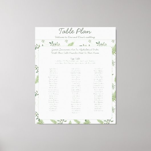 ユーカリとファ結婚ーンのシーティングプラン キャンバスプリント (正面)