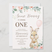 ユーカリとフローラピンクソームバニー誕生日 招待状 (正面)