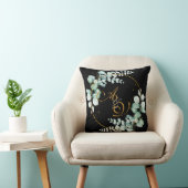 ユーカリとブラックパーソナライズされたの結婚金ゴールド クッション (椅子)