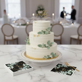 ユーカリとブラックパーソナライズされたの結婚金ゴールド スタンダードカクテルナプキン