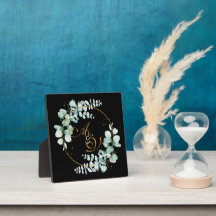 ユーカリとブラックパーソナライズされたの結婚金ゴールド