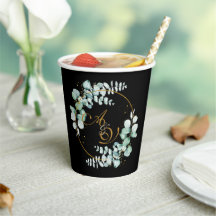 ユーカリとブラックパーソナライズされたの結婚金ゴールド