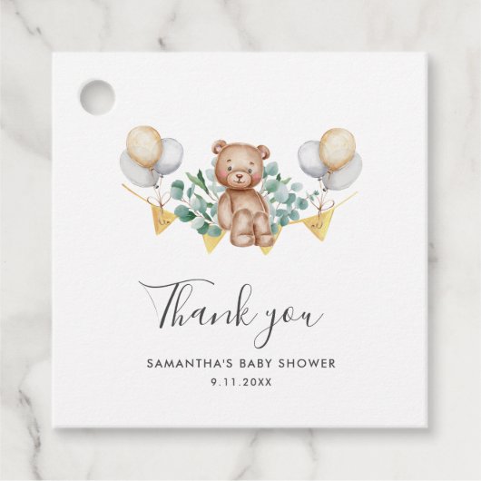 ユーカリとベアー素朴ベビーシャワー フェイバータグ (正面)