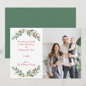 ユーカリとホリーベリーのホリデーフォトカード シーズンカード (正面/裏面)