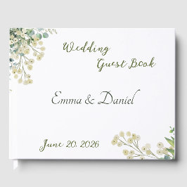 ユーカリとホワイトフローラルのボタニカルウェディング ゲストブック