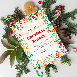 ユーカリとポインセチアの冬のクリスマスブランチ 招待状