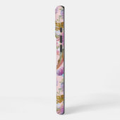 ユーカリとミモザのピンクの花 iPhoneケース (左側面)