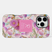 ユーカリとミモザのピンクの花 iPhoneケース (裏面横)