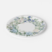 ユーカリとライトブルーのフラワーのコテージコア  ペーパープレート (アングル)