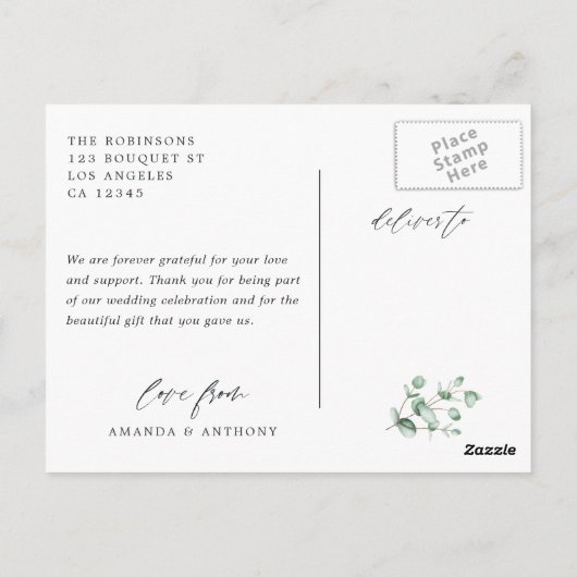 ユーカリとラベンダーの森の感謝 ポストカード (裏面)