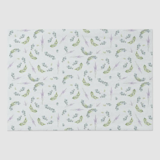 ユーカリとラベンダー自然模様 薄葉紙 (正面)