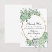ユーカリと多肉植物のグリーンリース ブライダルシャワー サンキューカード (正面/裏面)