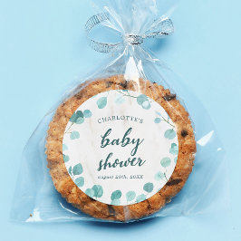 ユーカリと大理石の赤ちゃんシャワー ラウンドシール