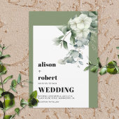 ユーカリと白い花のウェディングフレーム 招待状