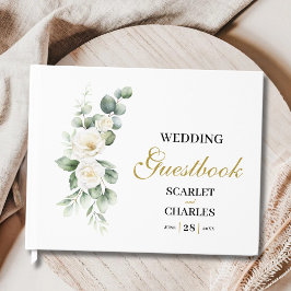ユーカリと白バラのグリーンリースフラワーの結婚式 ゲストブック