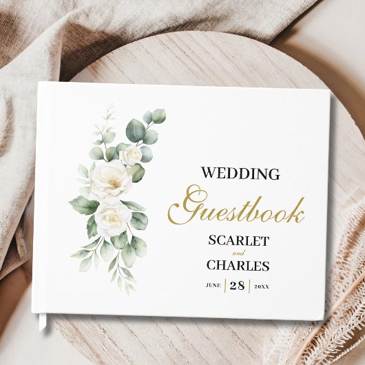 ユーカリと白バラのグリーンリースフラワーの結婚式 ゲストブック