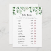 ユーカリと緑のベビー形質シャワーゲーム 招待状 (正面/裏面)