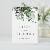 ユーカリと緑の水の色サンキューカード 招待状 (スタンド正面)