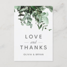 ユーカリと緑の水の色サンキューカード 招待状