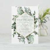 ユーカリと緑の水の色日付を保存 招待状 (スタンド正面)