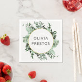 ユーカリと緑の水の色結婚の スタンダードカクテルナプキン (インサイチュ)