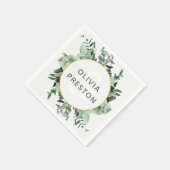 ユーカリと緑の水の色結婚の スタンダードカクテルナプキン (角)