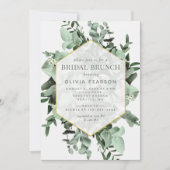 ユーカリと緑の水カラーブライダルブランチ 招待状 (正面)