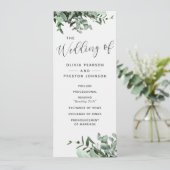 ユーカリと緑の水カラー結婚式 プログラム (スタンド正面)