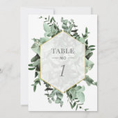 ユーカリと緑の水彩表番号 招待状 (裏面)