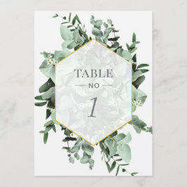 ユーカリと緑の水彩表番号 招待状