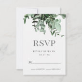 ユーカリと緑の水色応答カード 招待状 (正面)