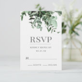 ユーカリと緑の水色応答カード 招待状 (スタンド正面)